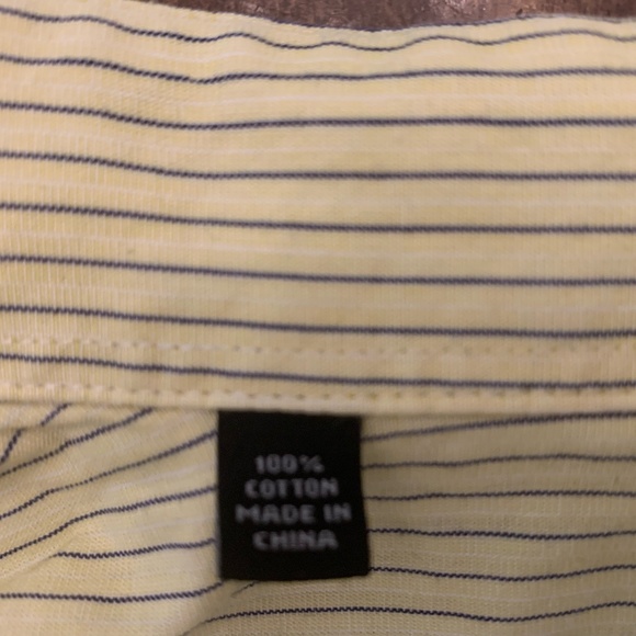 Nicole Miller Yellow Pinstripe Men's Dress Shirt Large 16 Nk 34/35 100% Cotton - Picture 5 of 5